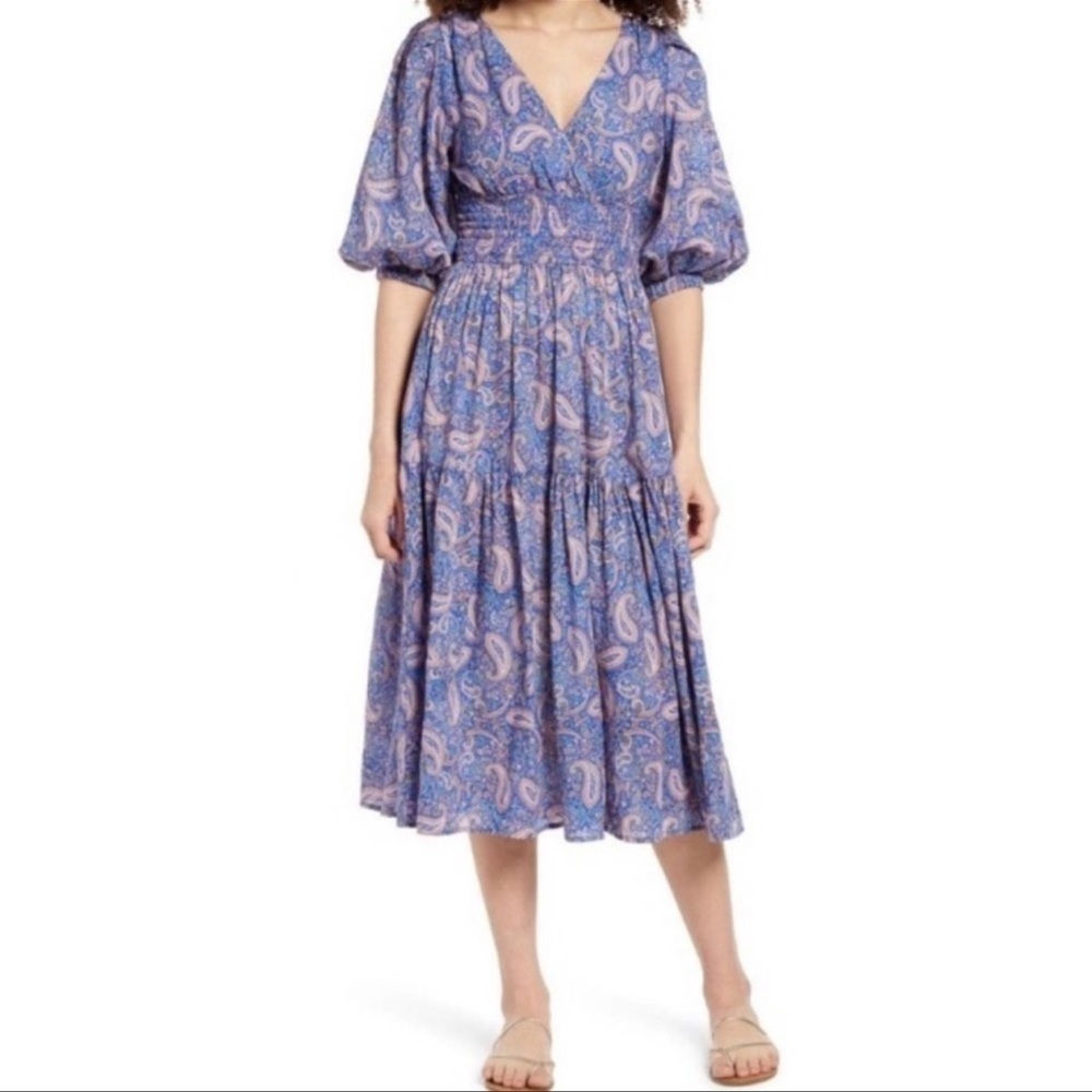 Ten Sixty Sherman Paisley Boho Midi Dress